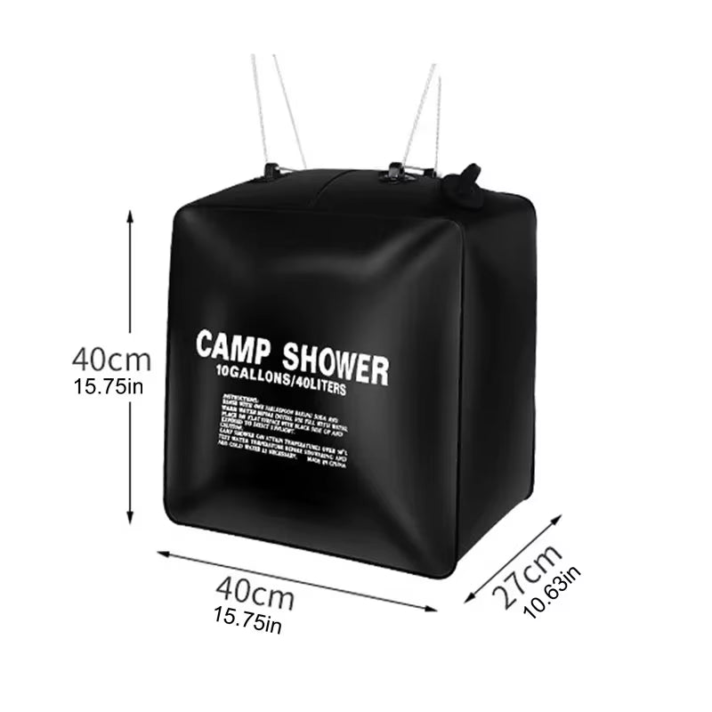 Water Bags 40L Shower Head Solar Power Fast Heating Camping Shower Bag Camping Fishing Hiking Water Storage Bucket Bathing Pack