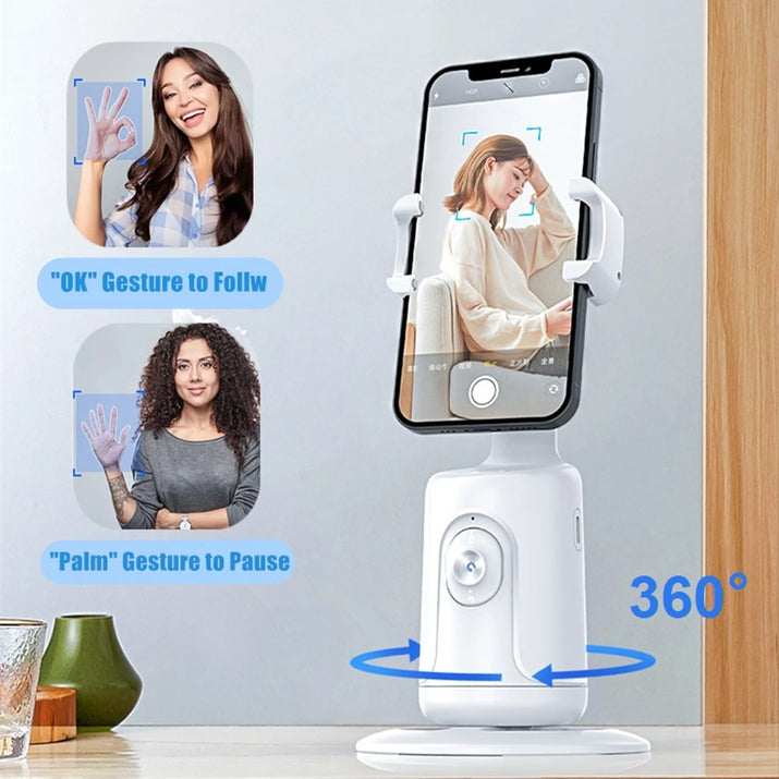 AI following Face Tracking Shooting Gimbals for Smartphone Live 360 Rotation Desktop Wireless Control Selfie Stick Stabilizer