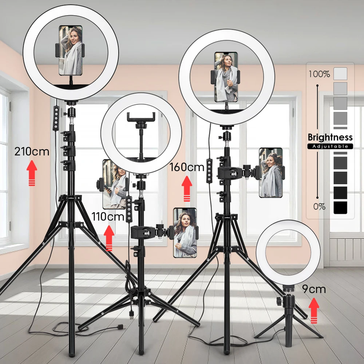 Tripod with LED Ring Light for Phone Tripod Camera Stand Selfie Photography Light LED Lamp Color Photo Studio for Youtube Live