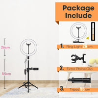 Tripod with LED Ring Light for Phone Tripod Camera Stand Selfie Photography Light LED Lamp Color Photo Studio for Youtube Live