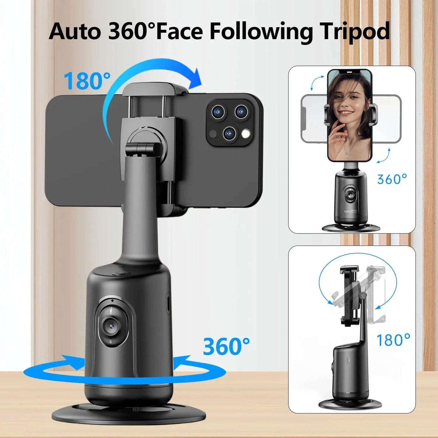 AI following Face Tracking Shooting Gimbals for Smartphone Live 360 Rotation Desktop Wireless Control Selfie Stick Stabilizer