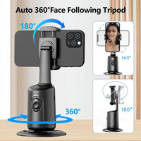 AI following Face Tracking Shooting Gimbals for Smartphone Live 360 Rotation Desktop Wireless Control Selfie Stick Stabilizer