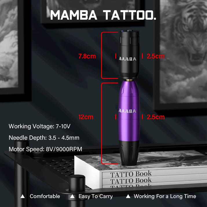 Professional Mamba Tattoo Kit Wireless Rechargeable Mini Tattoo Battery Power Set RCA Interface Rotary Tattoo Machine Pen Kit