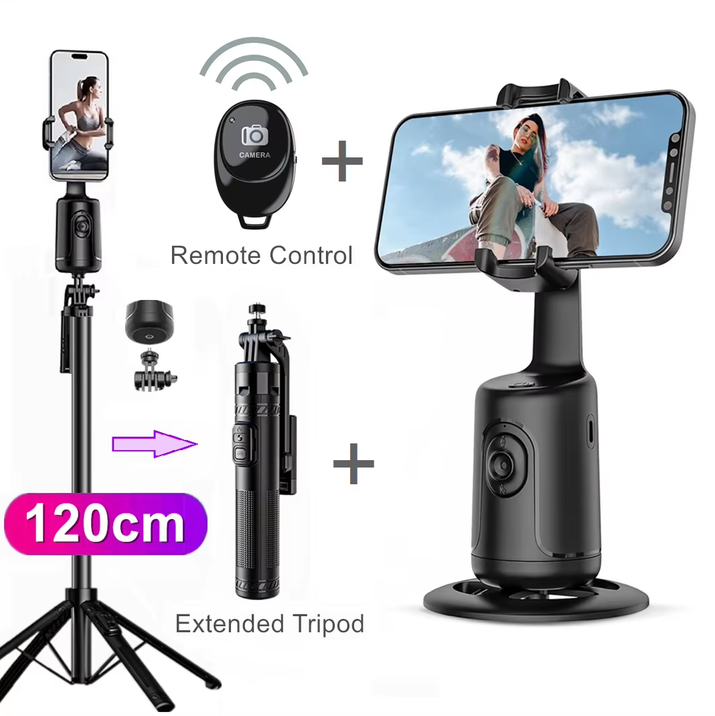 AI following Face Tracking Shooting Gimbals for Smartphone Live 360 Rotation Desktop Wireless Control Selfie Stick Stabilizer