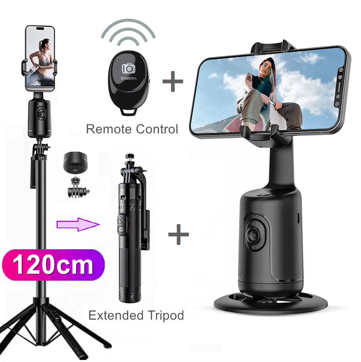 AI following Face Tracking Shooting Gimbals for Smartphone Live 360 Rotation Desktop Wireless Control Selfie Stick Stabilizer